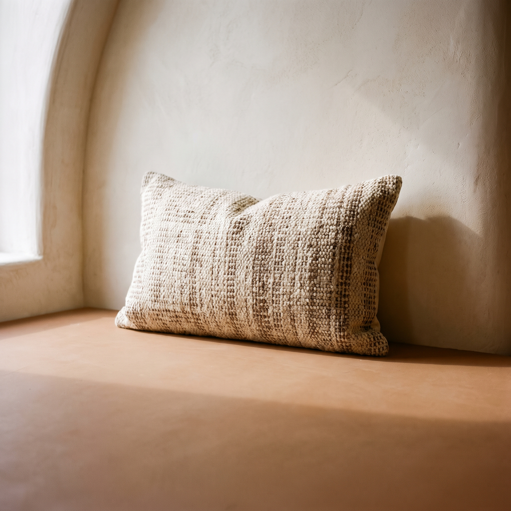 Textured woven lumbar pillow 14x24
