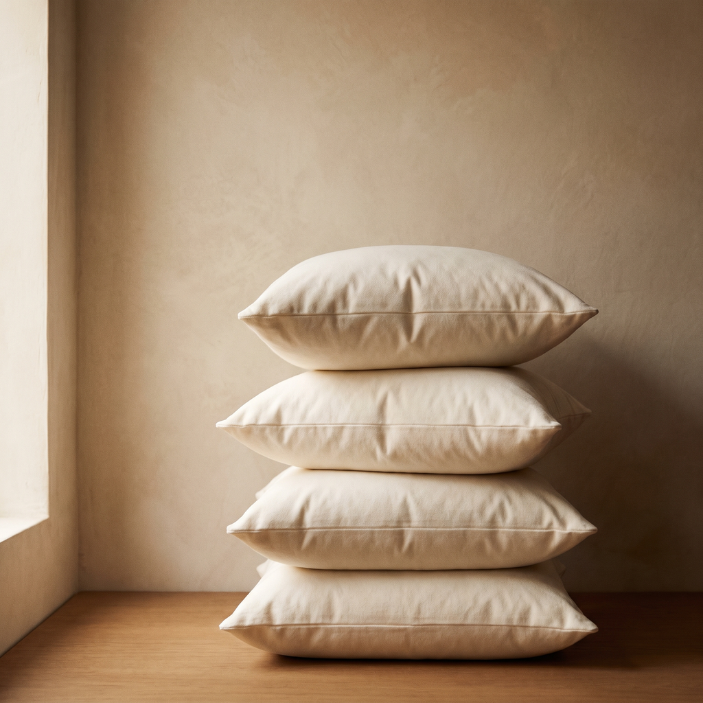 Four 18x18 pillow inserts, stacked