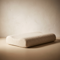 Contour memory foam pillow in an oatmeal linen-look cover