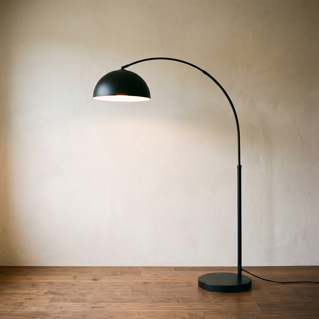 Black arc floor lamp