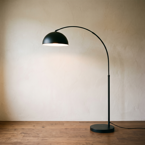 Black arc floor lamp