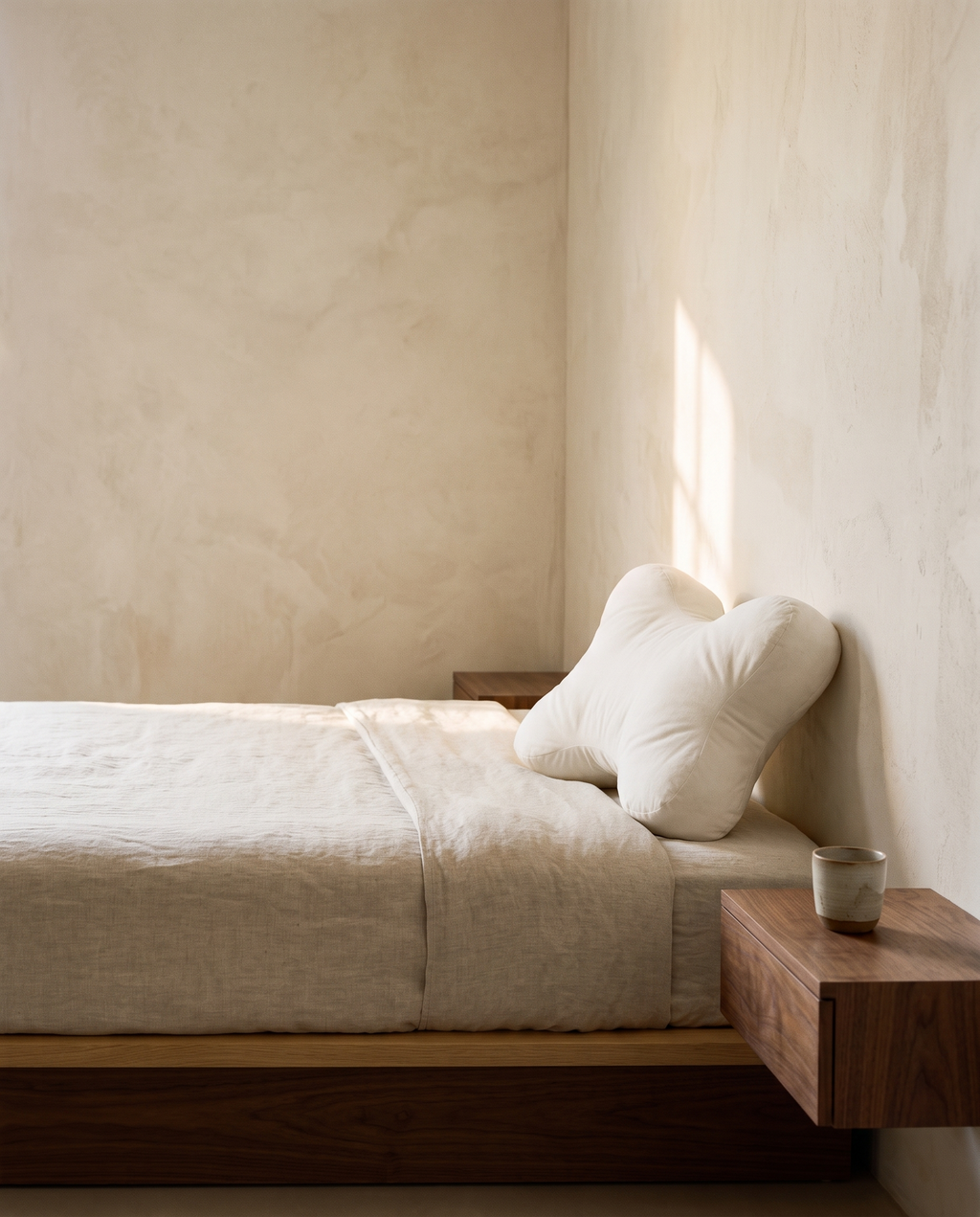 Butterfly contour pillow on a made bed