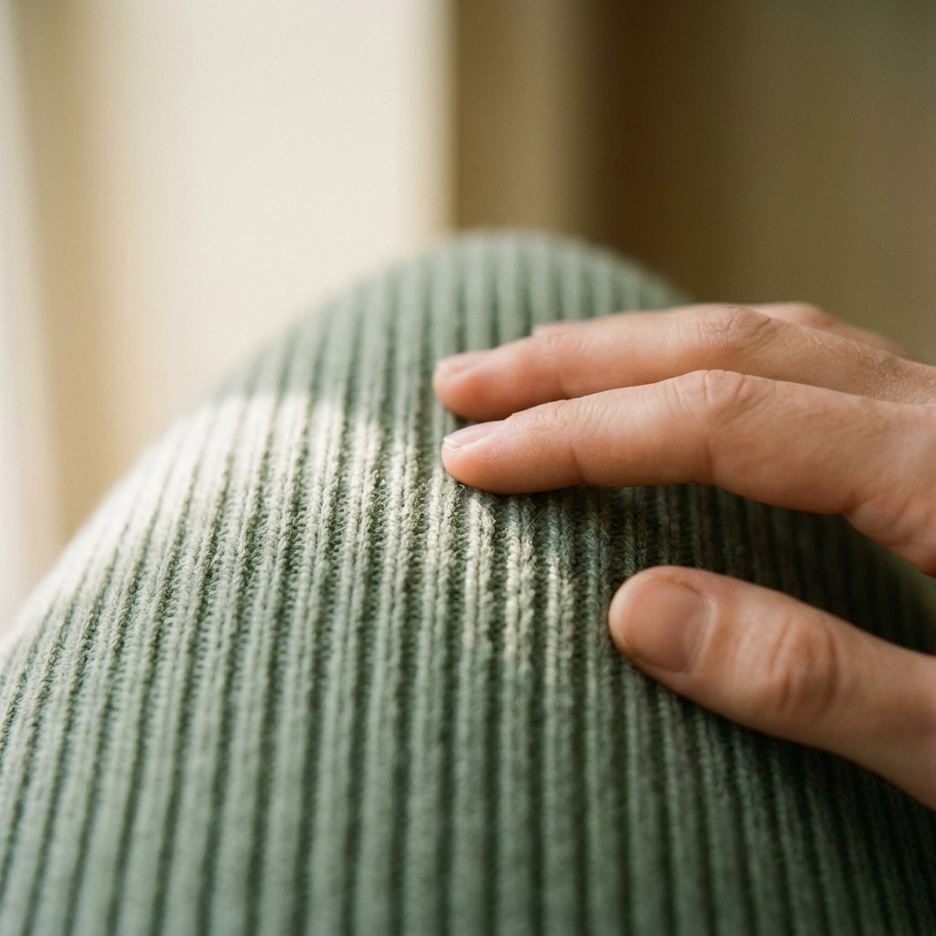 Sage Green Ribbed Throw Blanket – texture close-up