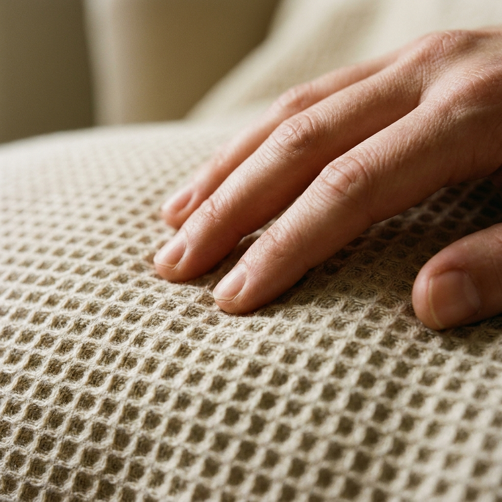 100% Cotton Waffle Jacquard Throw Blanket – texture close-up