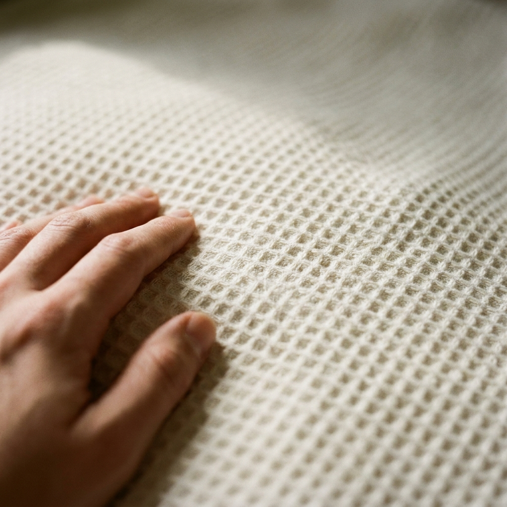 Japanese Style Cotton Waffle Throw – texture close-up