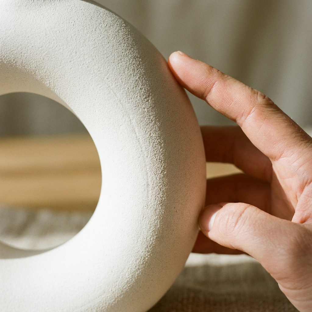 White Donut Ceramic Vase – detail close-up