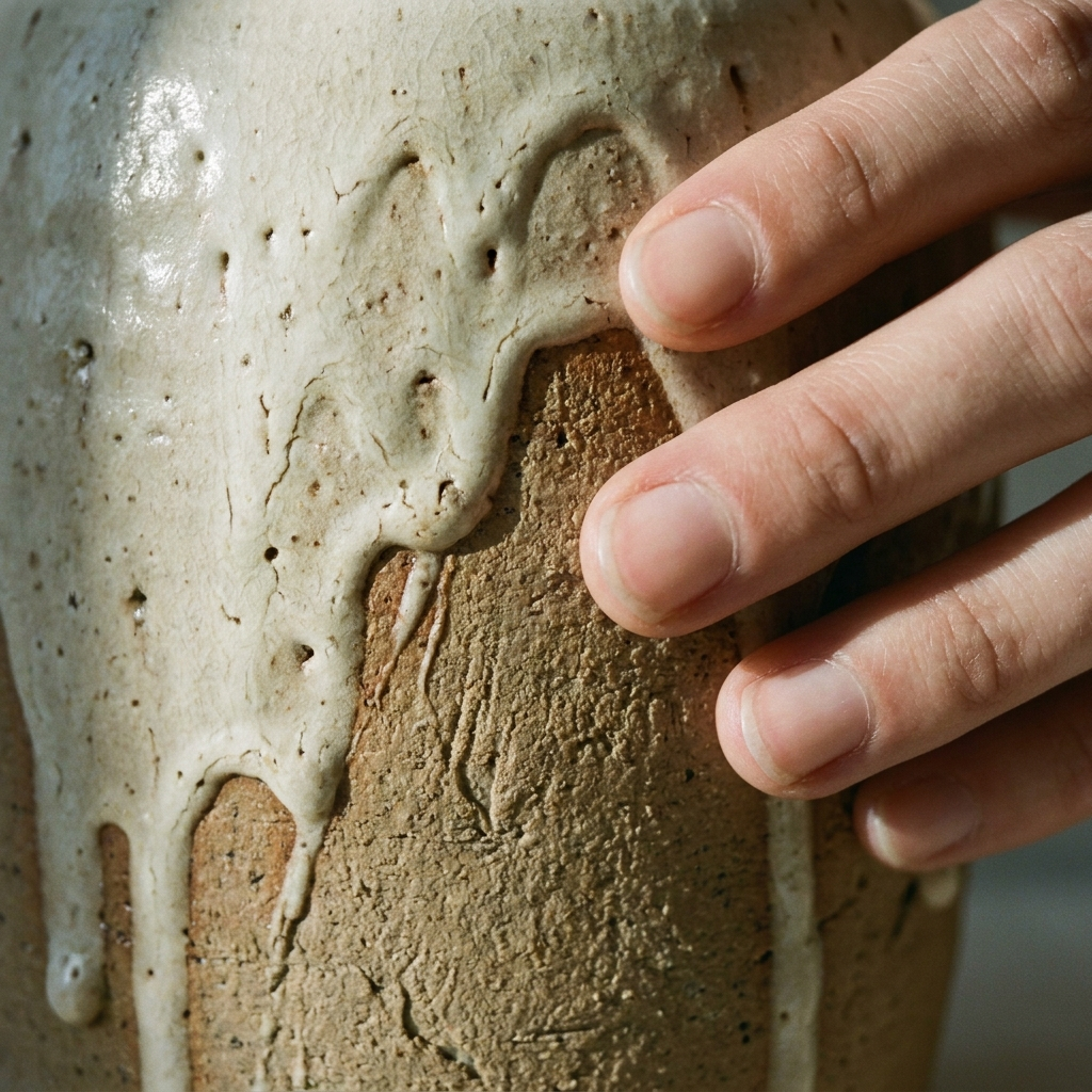 Retro Wabi Sabi Pottery Vase – detail close-up
