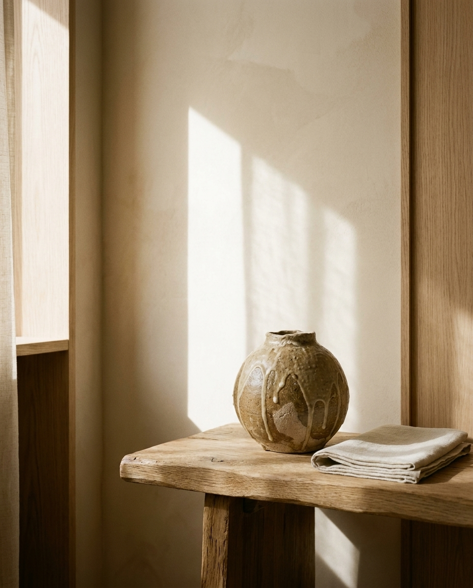 Retro Wabi Sabi Pottery Vase – in the room