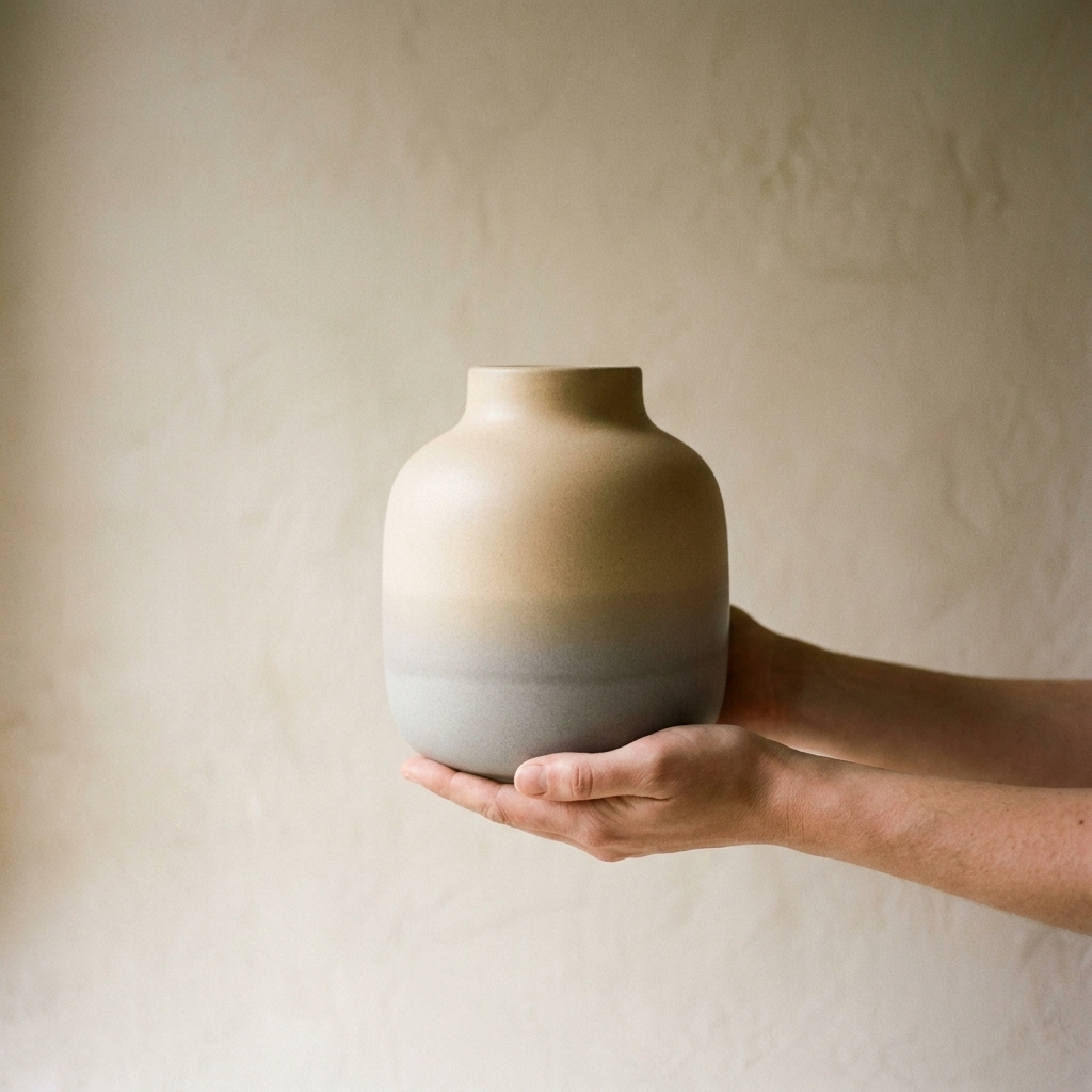 Matte Ceramic Vase – held for scale