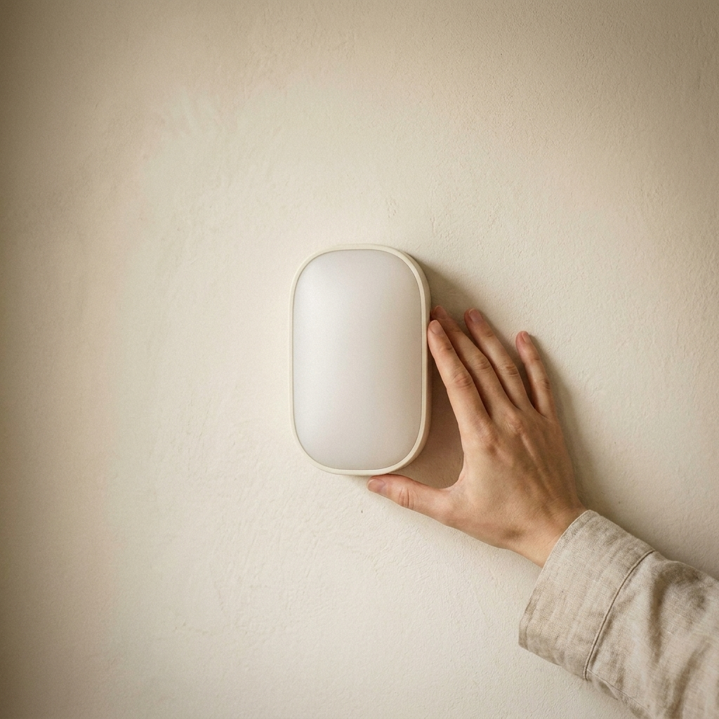 Wireless Motion Sensor Wall Light – held for scale