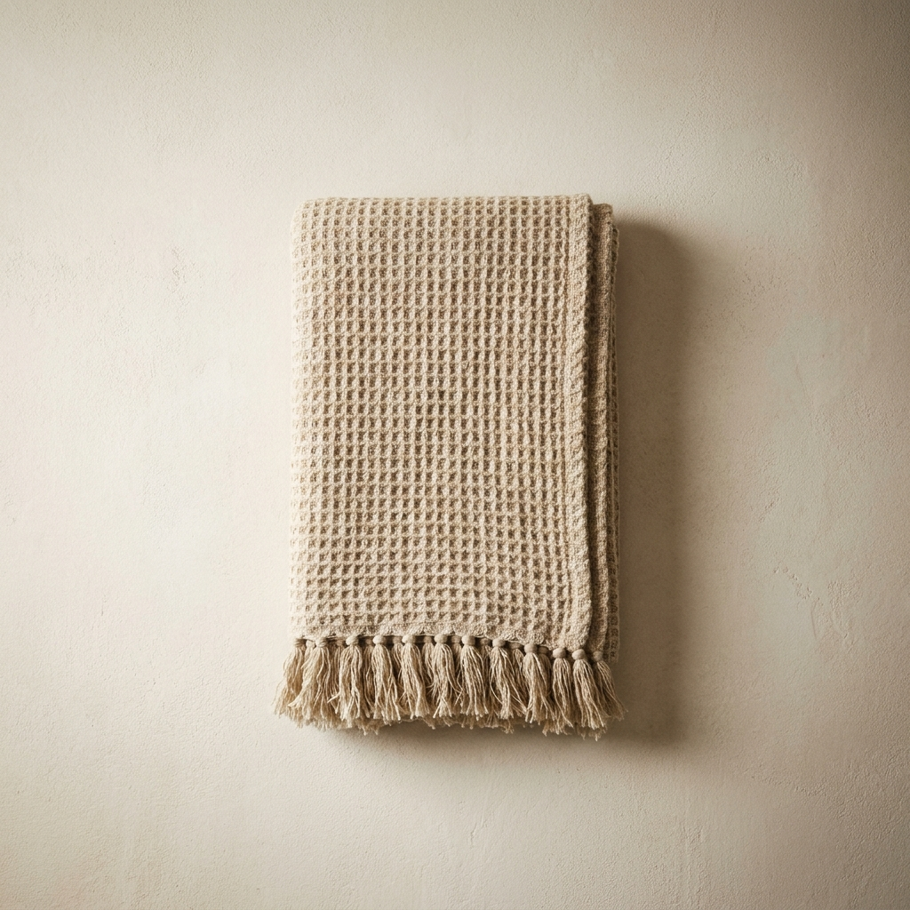Chunky Waffle Jacquard Tassel Blanket – studio