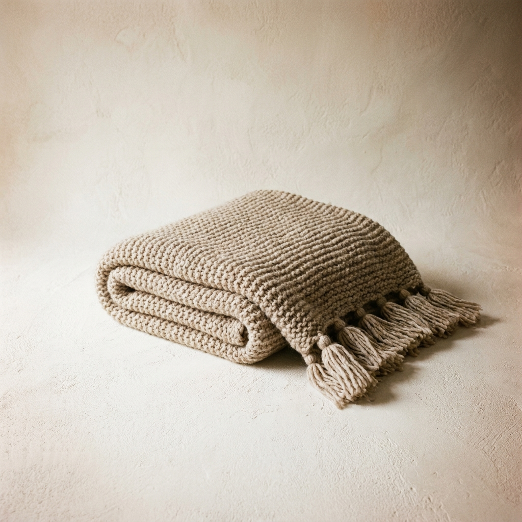 Oversized Knitted Throw Blanket with Tassels – studio