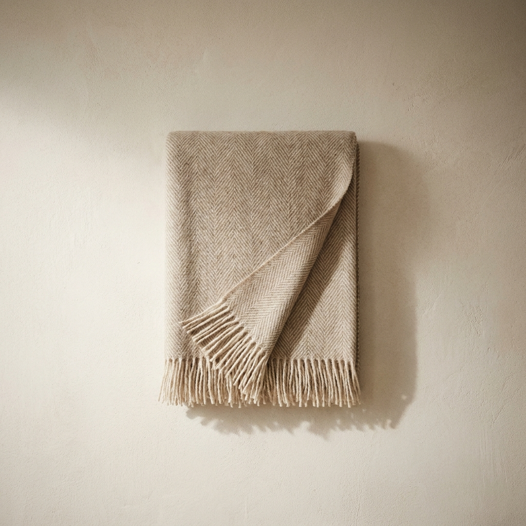 Herringbone fringe throw