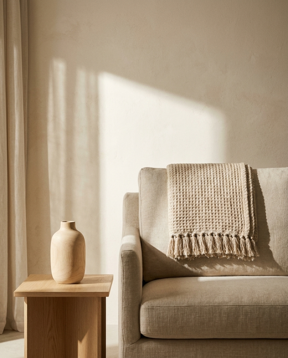 Chunky Waffle Jacquard Tassel Blanket – in the room