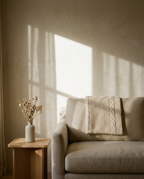 100% Organic Cotton Knit Throw Blanket – in the room