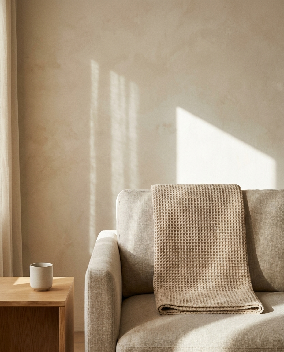 Cotton Waffle Throw Blanket – in the room