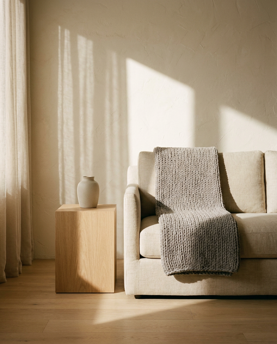 Chunky Knit Chenille Throw Blanket – in the room
