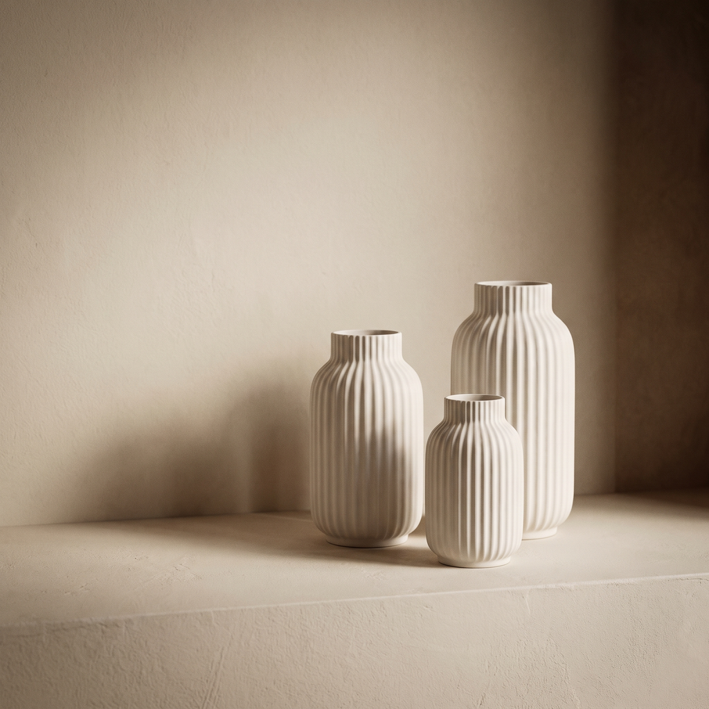 Fluted Ceramic Vase Set of 3 – studio