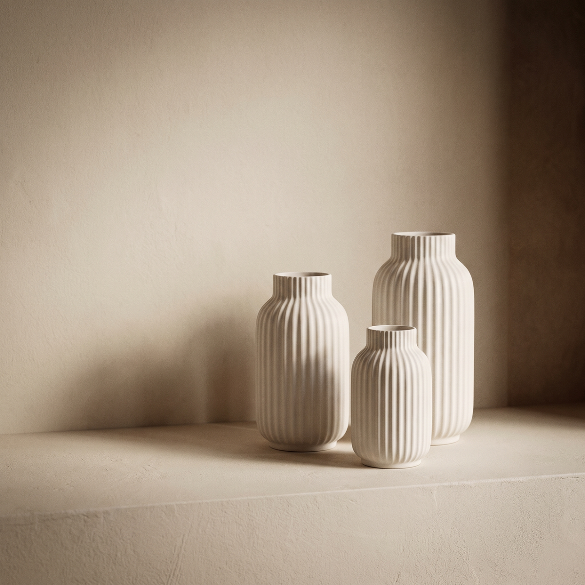 Fluted Ceramic Vase Set of 3 – studio