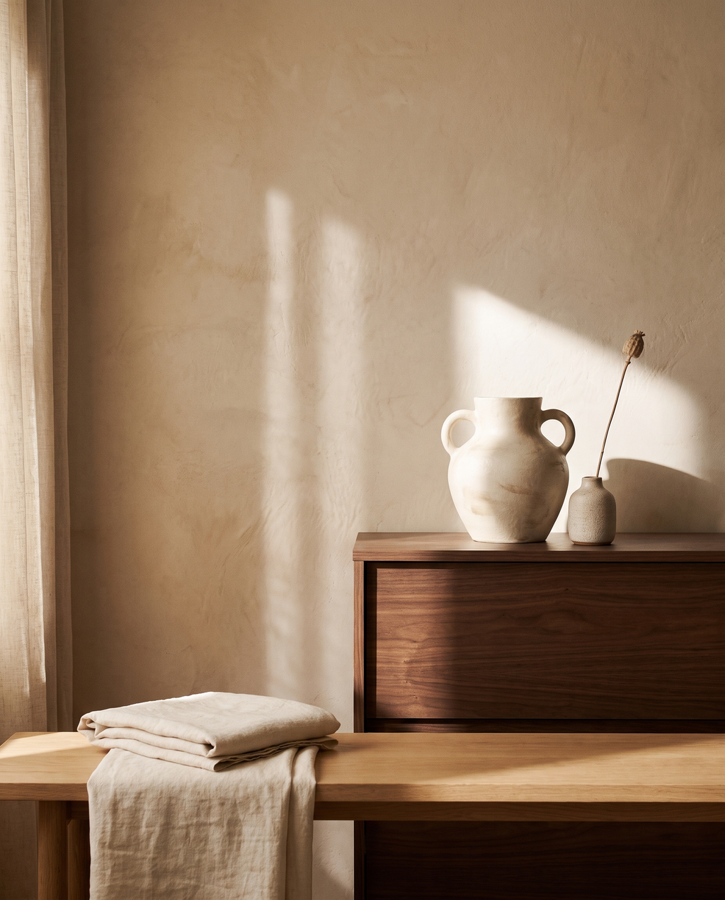 Hand-Painted Double Ear Ceramic Vase – in the room