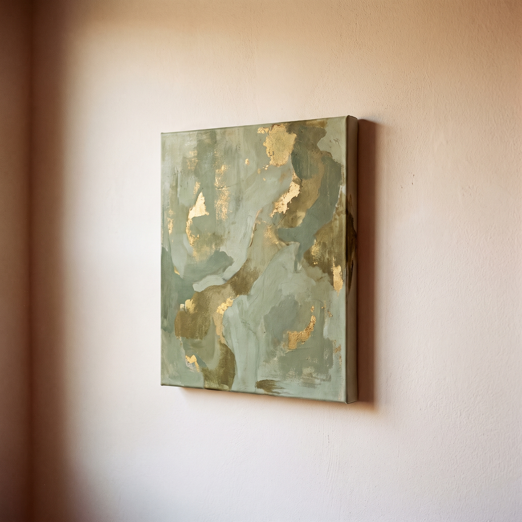 Green Gold Leaf Abstract Canvas – studio