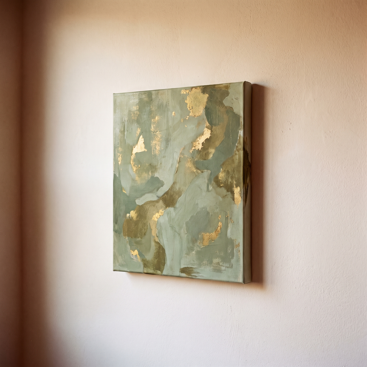 Green Gold Leaf Abstract Canvas – studio