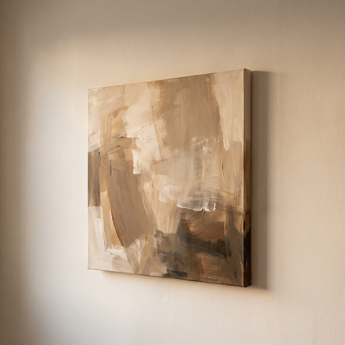Large Beige Brown Abstract Canvas – studio