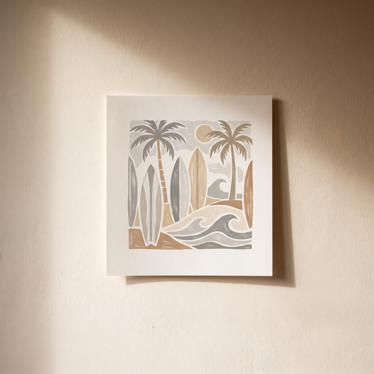 Boho Coastal Neutral Surf Poster – studio