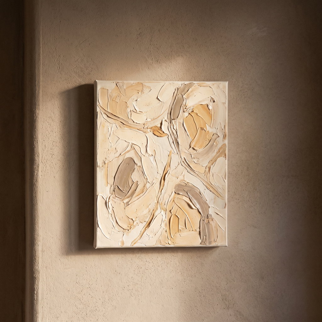 Neutral Abstract Oil Painting – studio