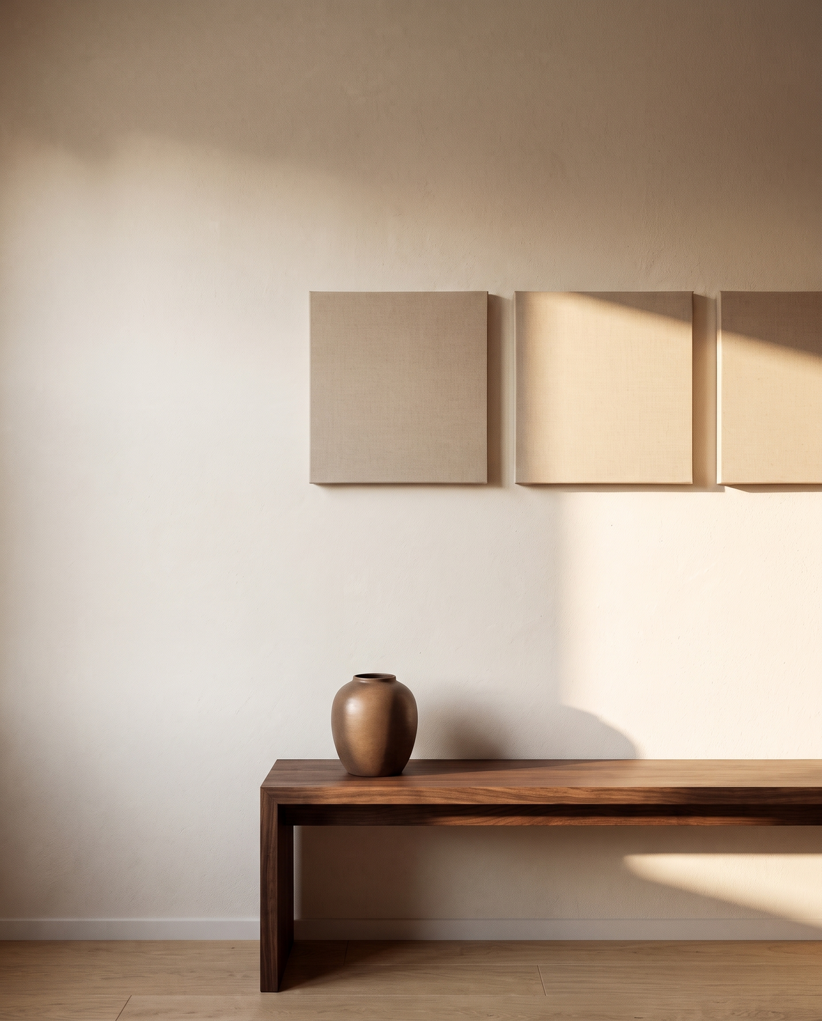 Neutral Beige Canvas Wall Art Set of 3 – in the room