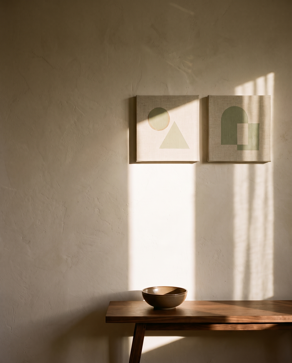 Wabi Sabi Geometric Canvas Set of 2 – in the room
