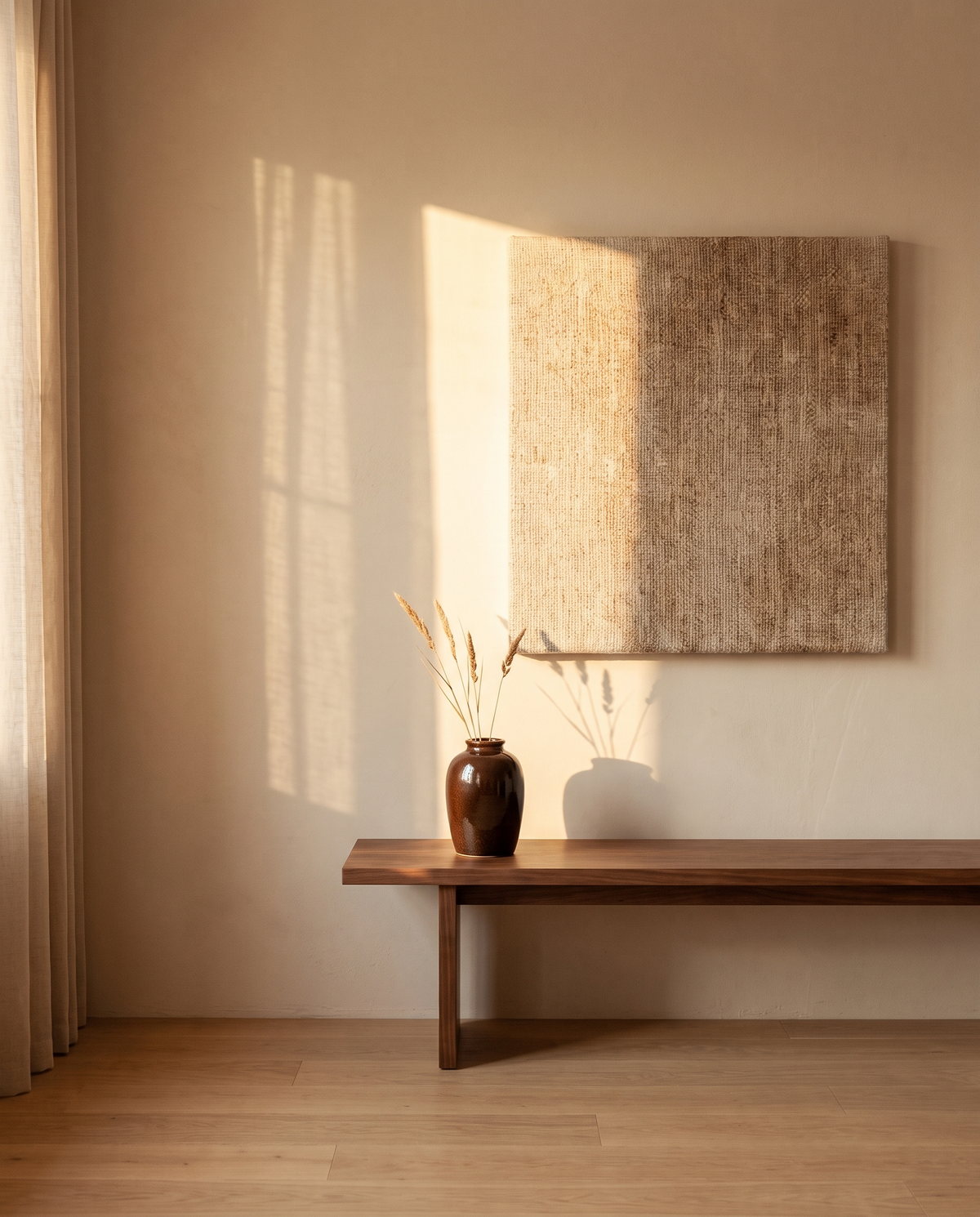Large Beige Brown Textured Canvas – in the room