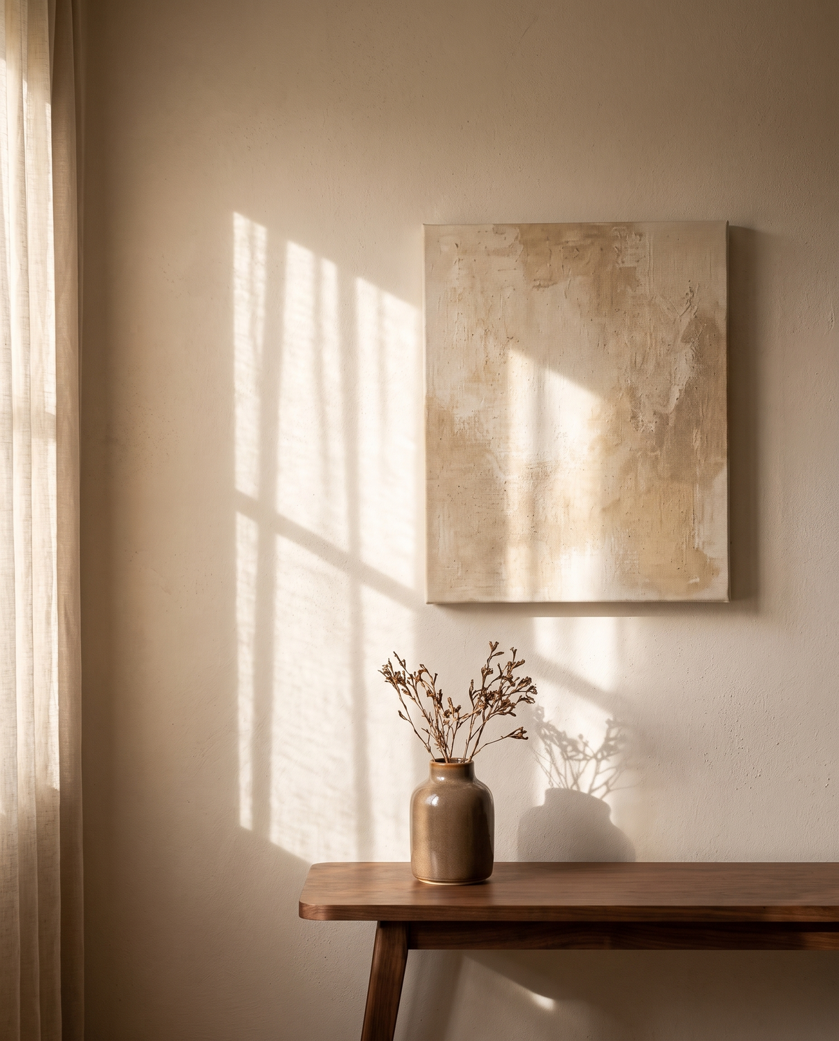Wabi Sabi Neutral Textured Canvas – in the room