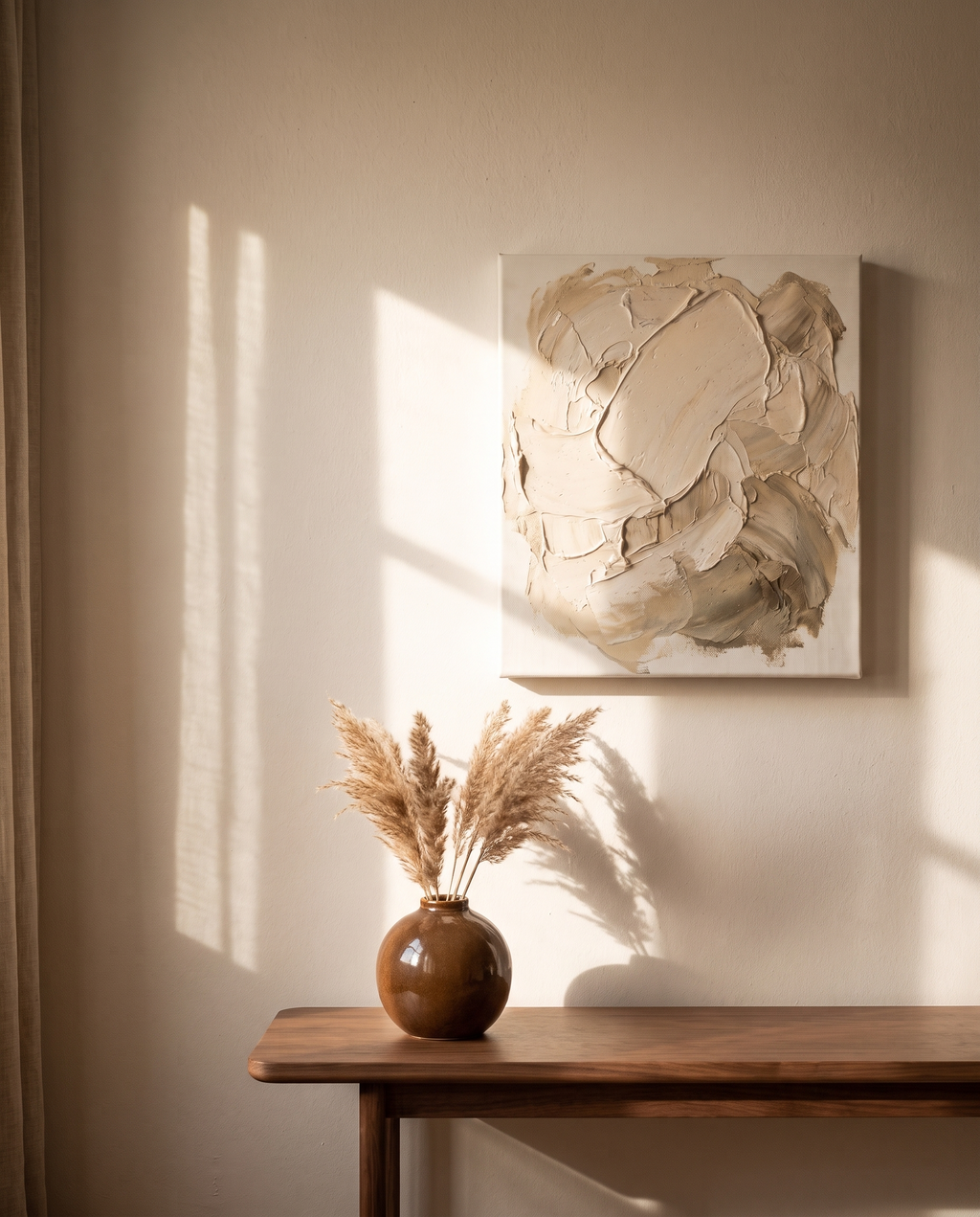 Monochrome Thick Paint Textured Canvas – in the room