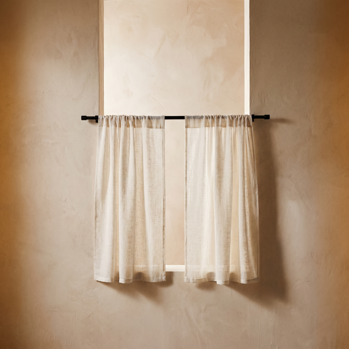 Sheer Linen Look Cafe Curtains Set of 2 – studio