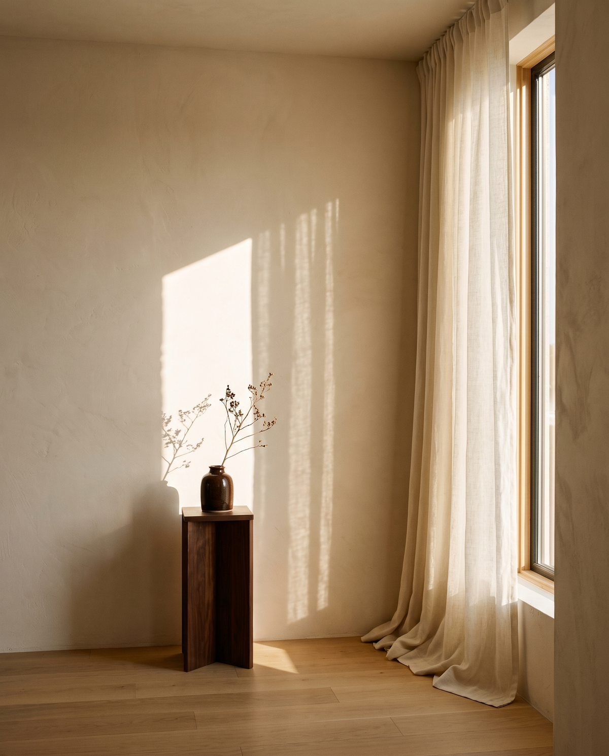 Natural Linen Rod Pocket Curtains – in the room