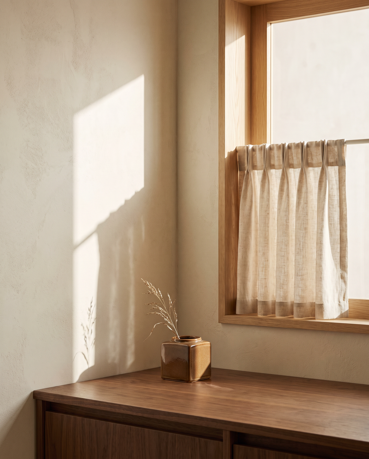 Linen Blend Cafe Curtains – in the room