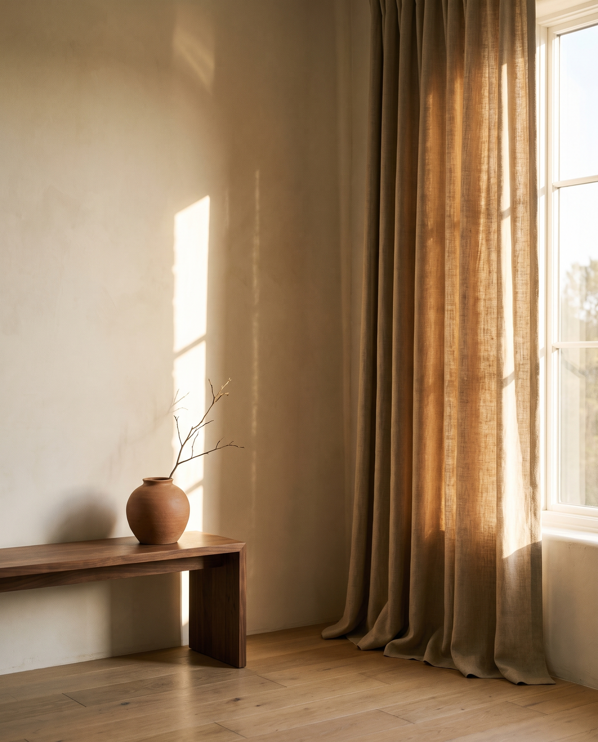 Custom Linen Semi Blackout Curtains – in the room