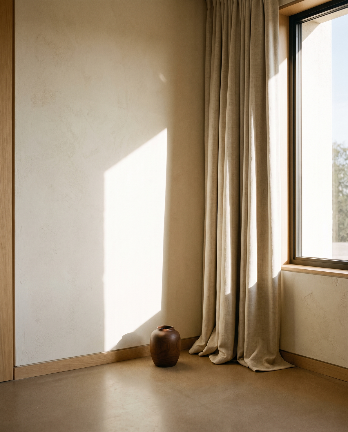 Custom 100% Blackout Faux Linen Curtains – in the room