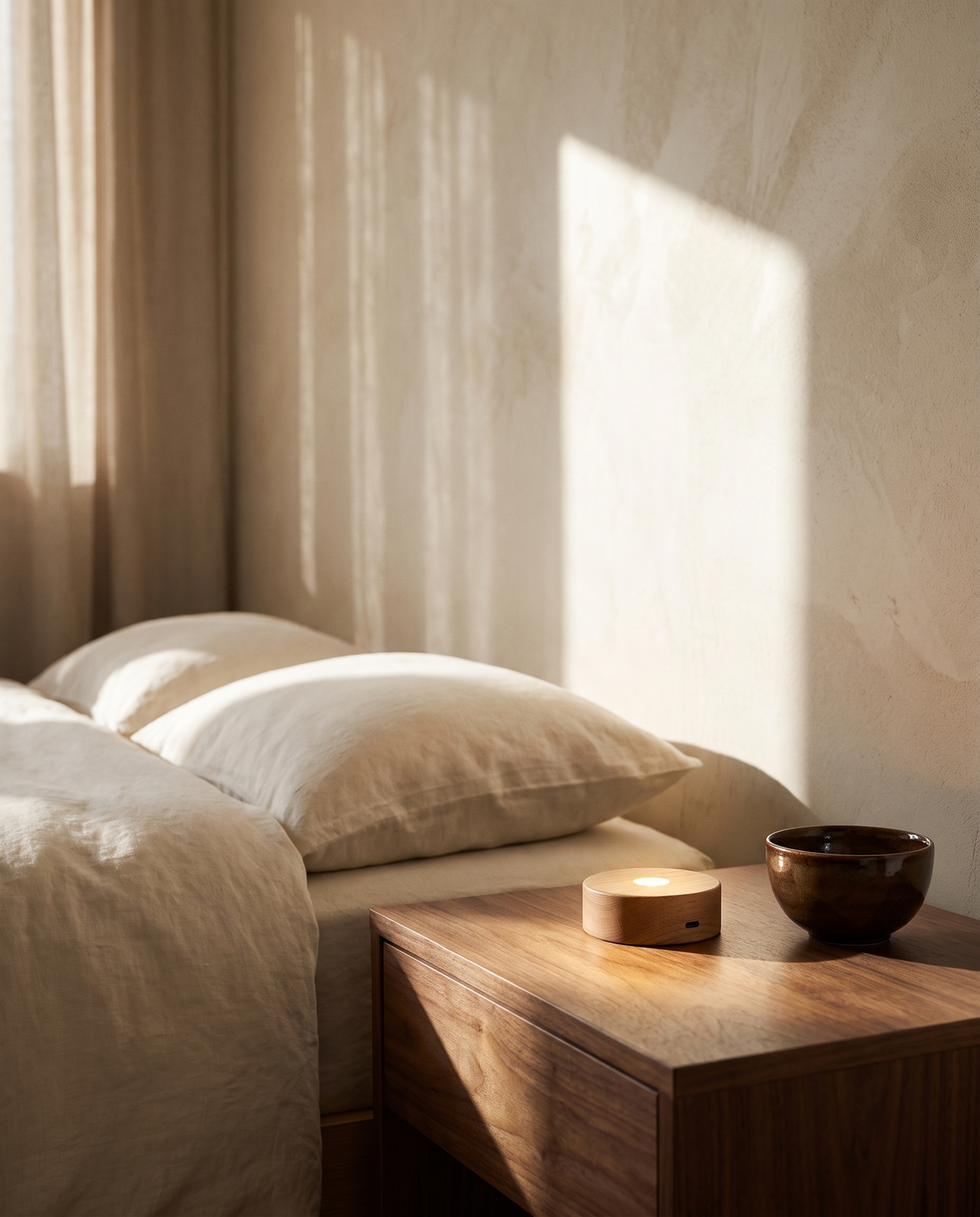 Round Wooden Night Light Base – in the room