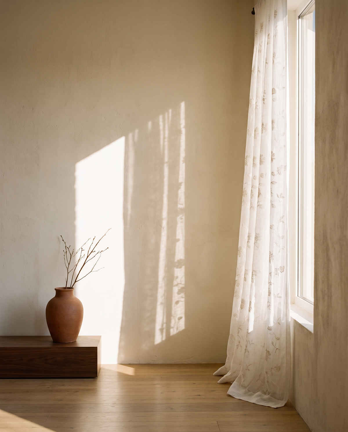 Embroidered Floral Voile Sheer Curtains – in the room