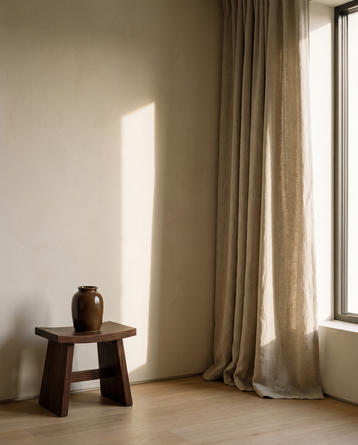 Natural Linen Blackout Thermal Curtains 350gsm – in the room