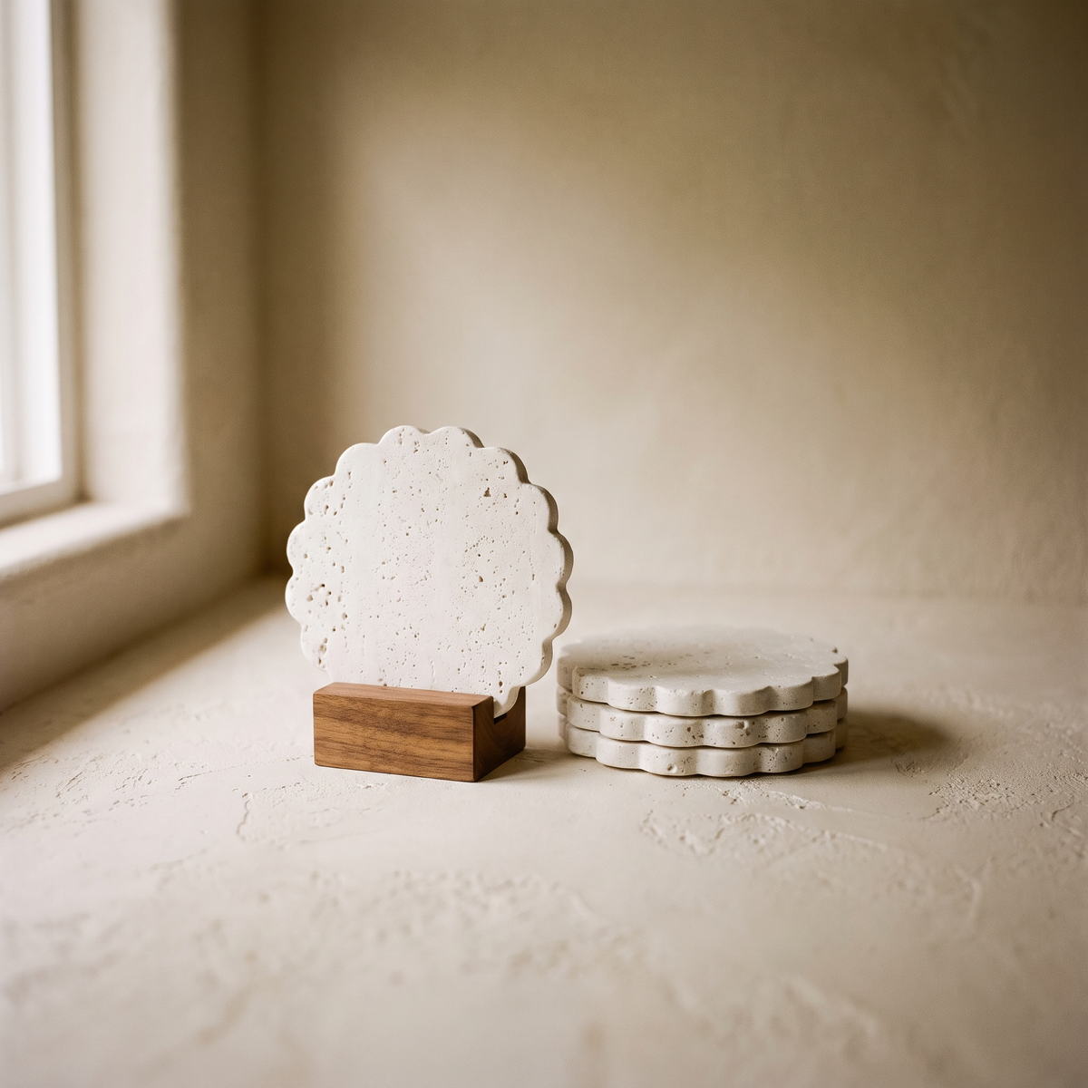 White Travertine Coasters Set of 4 – studio