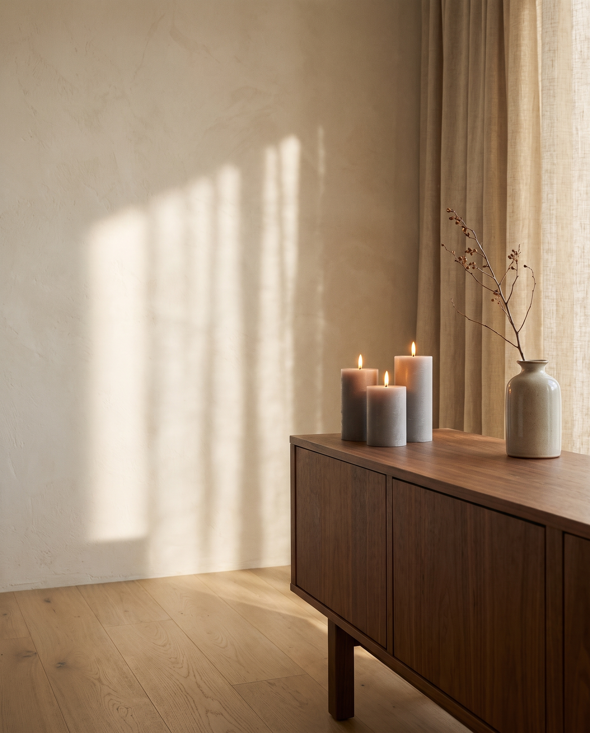 Rechargeable LED Pillar Candles Set of 3 – in the room