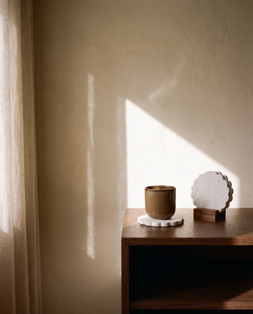 White Travertine Coasters Set of 4 – in the room