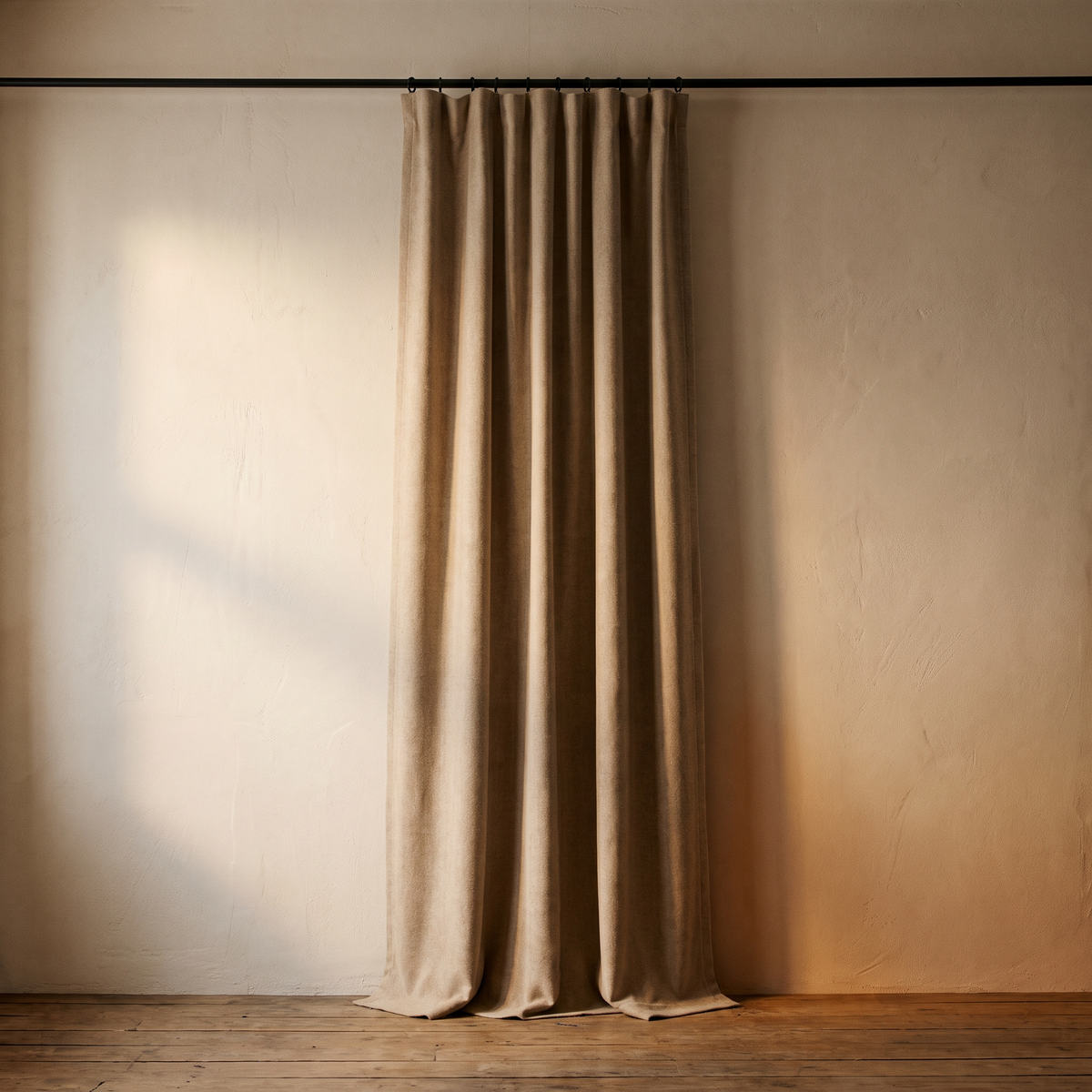 Wool Velvet Blackout Curtains, Beige – studio