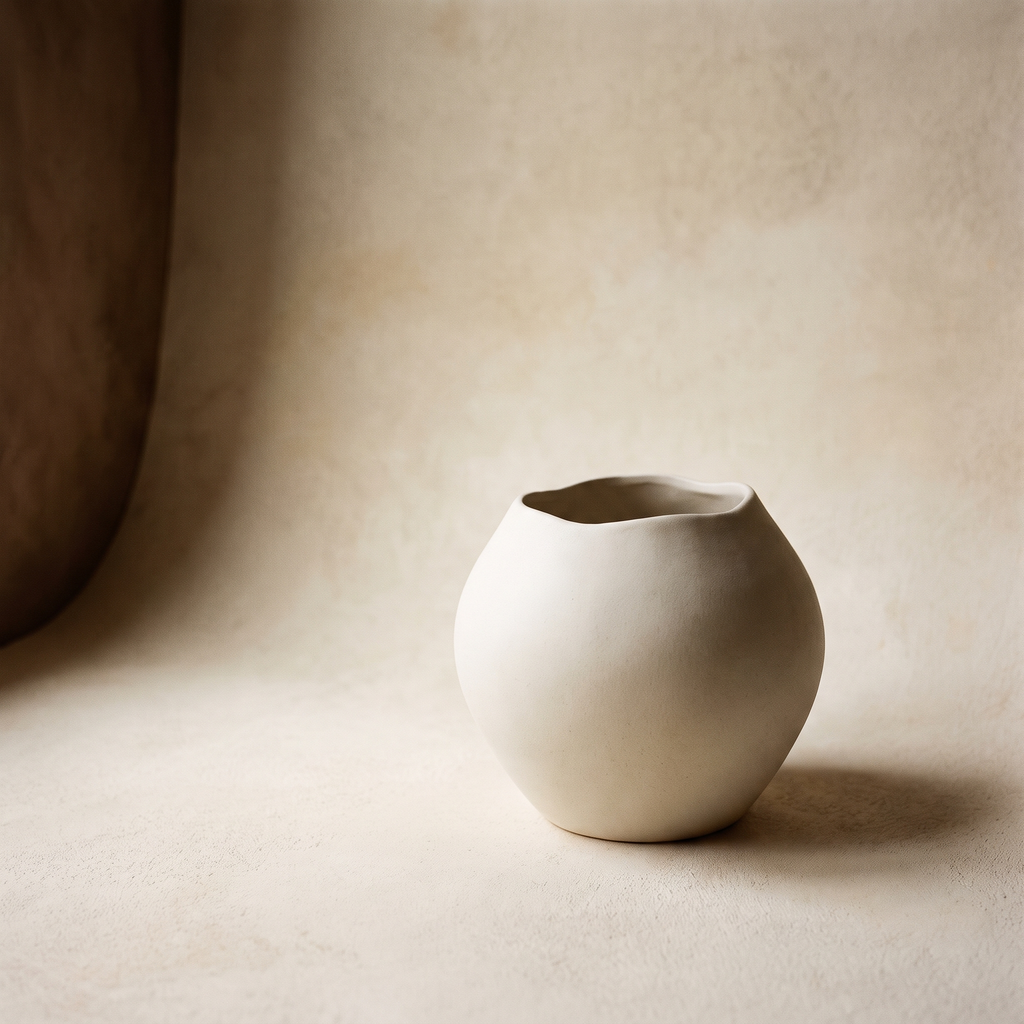 Modern Nordic White Ceramic Vase 7.5 in – studio