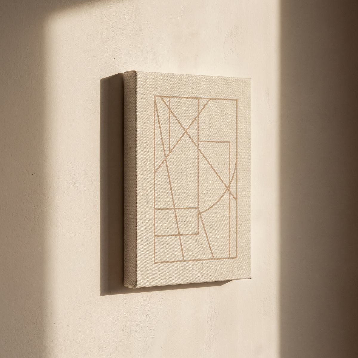 Minimalist Geometric Beige Line Art Canvas – studio