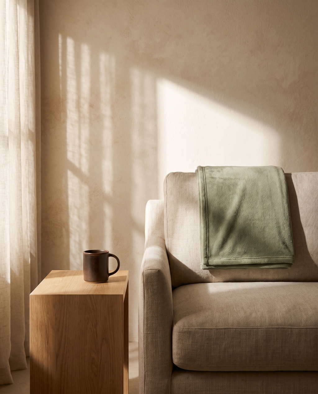 Sage Green Soft Fleece Throw Blanket – in the room
