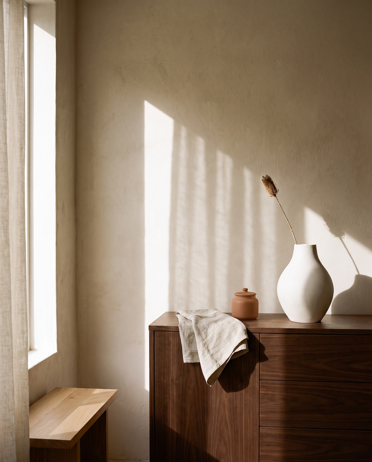 Modern Minimalist White Porcelain Vase – in the room